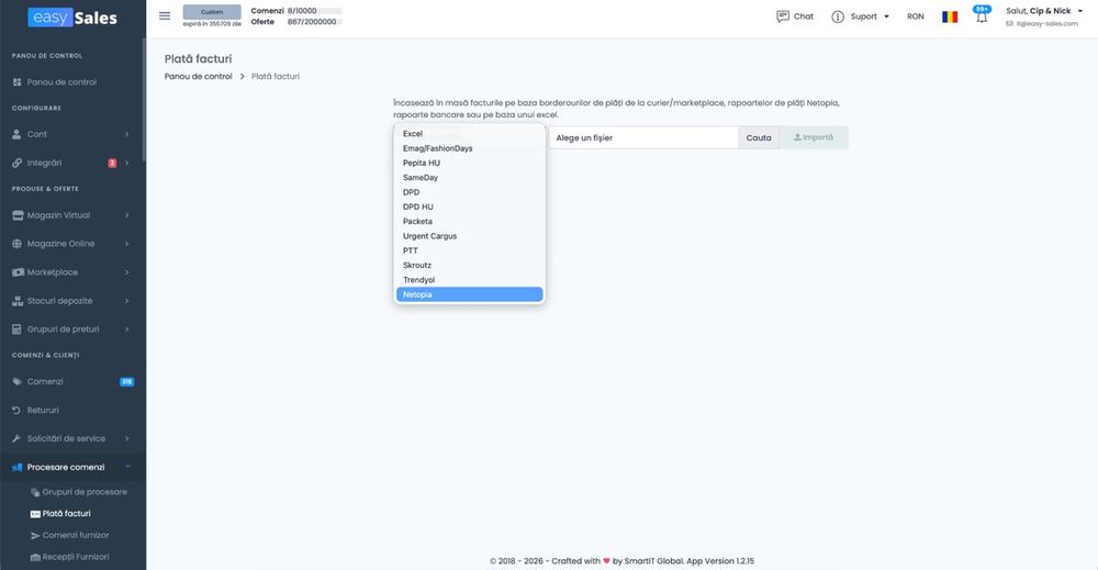Netopia in lista de borderouri pentru plata facturilor