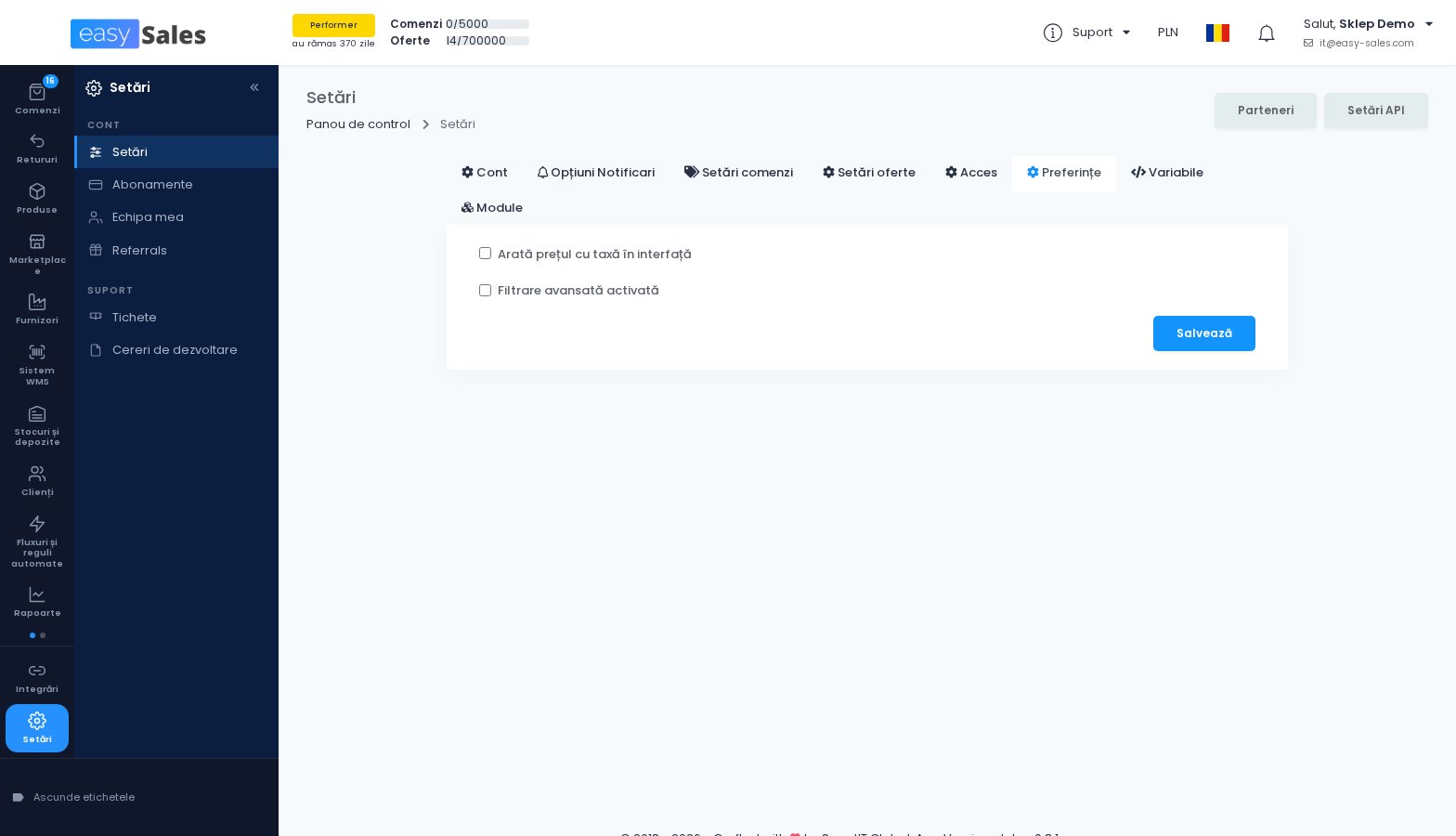 Click pentru mărire Preferinta de afisare si introducere a preturilor cu taxa in easySales
