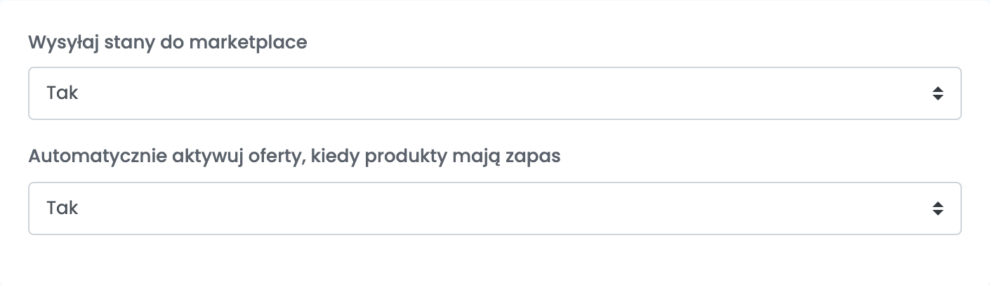 Dodatkowe ustawienia połączenia Bazarul Online: Wysyłaj stany do marketplace i Automatycznie aktywuj oferty, kiedy produkty mają zapas.