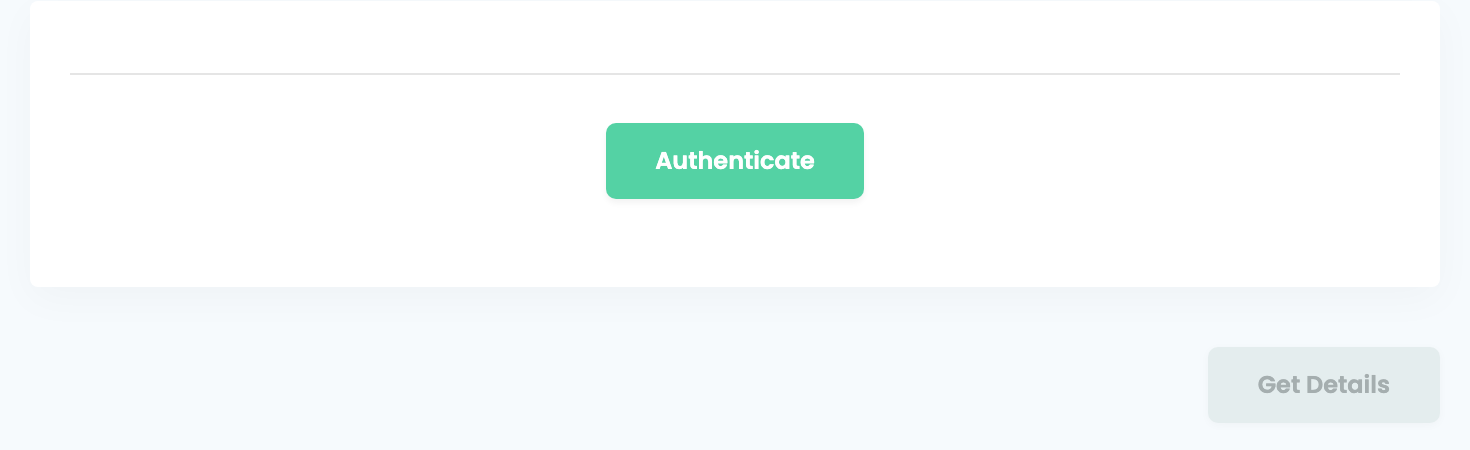 A new QuickBooks connection: the Authenticate button and the Get Details button.