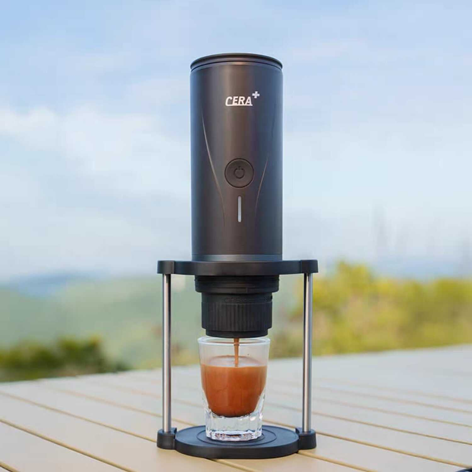 Stand portabil pentru espressor în utilizare