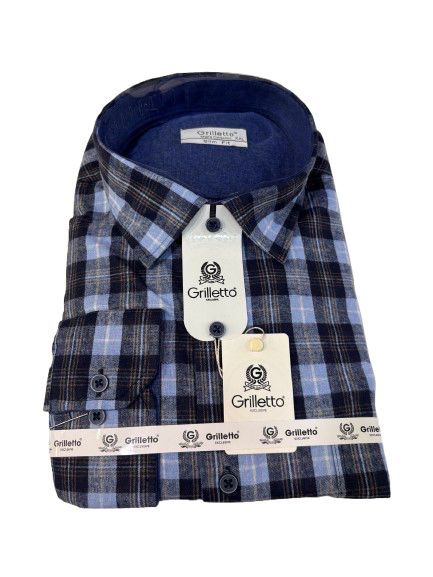Camasa Cu Carouri Pentru Barbati, Slim Fit, Albastru
