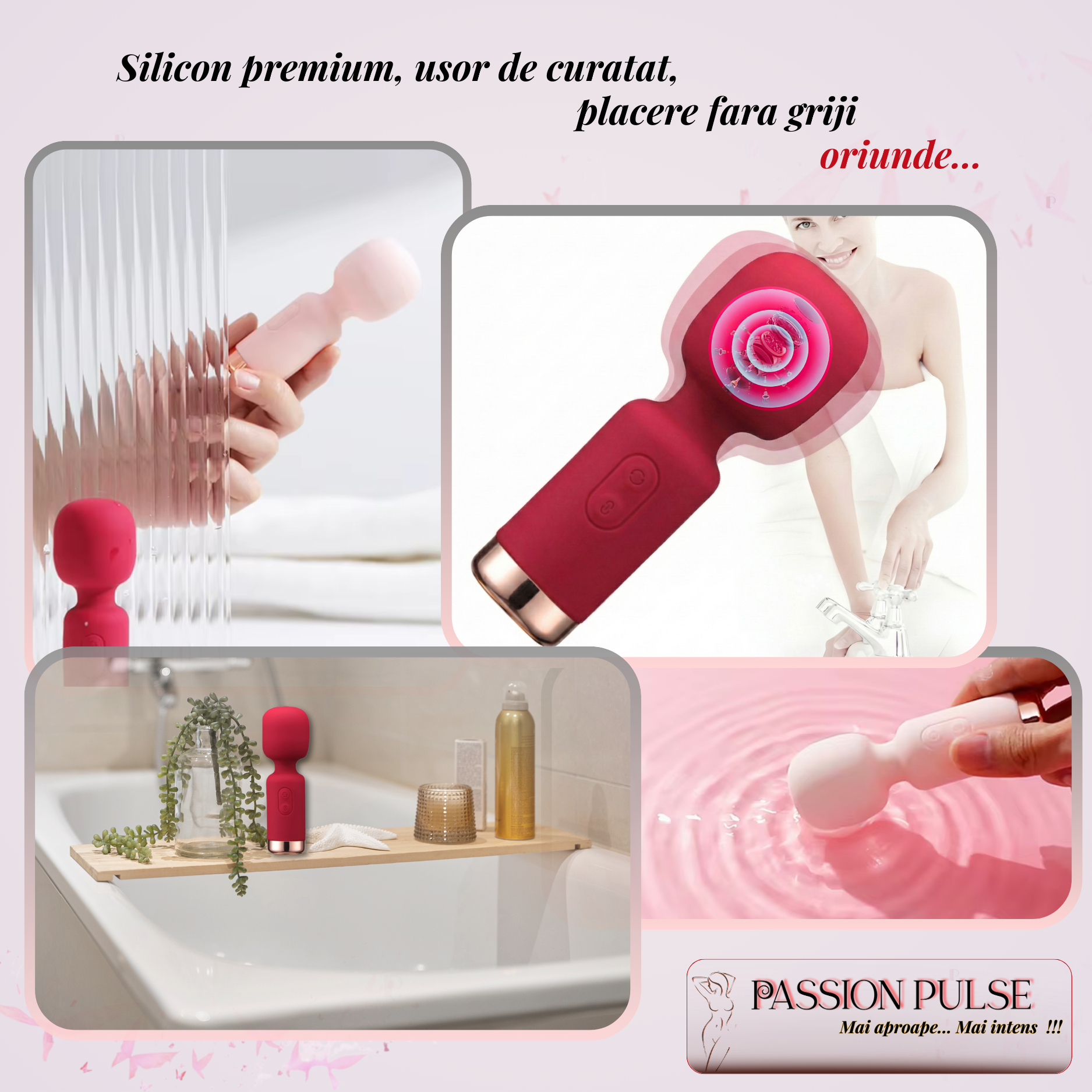Silicon premium pentru mini vibrator PassionPulse – ușor de curățat, rezistent la apă