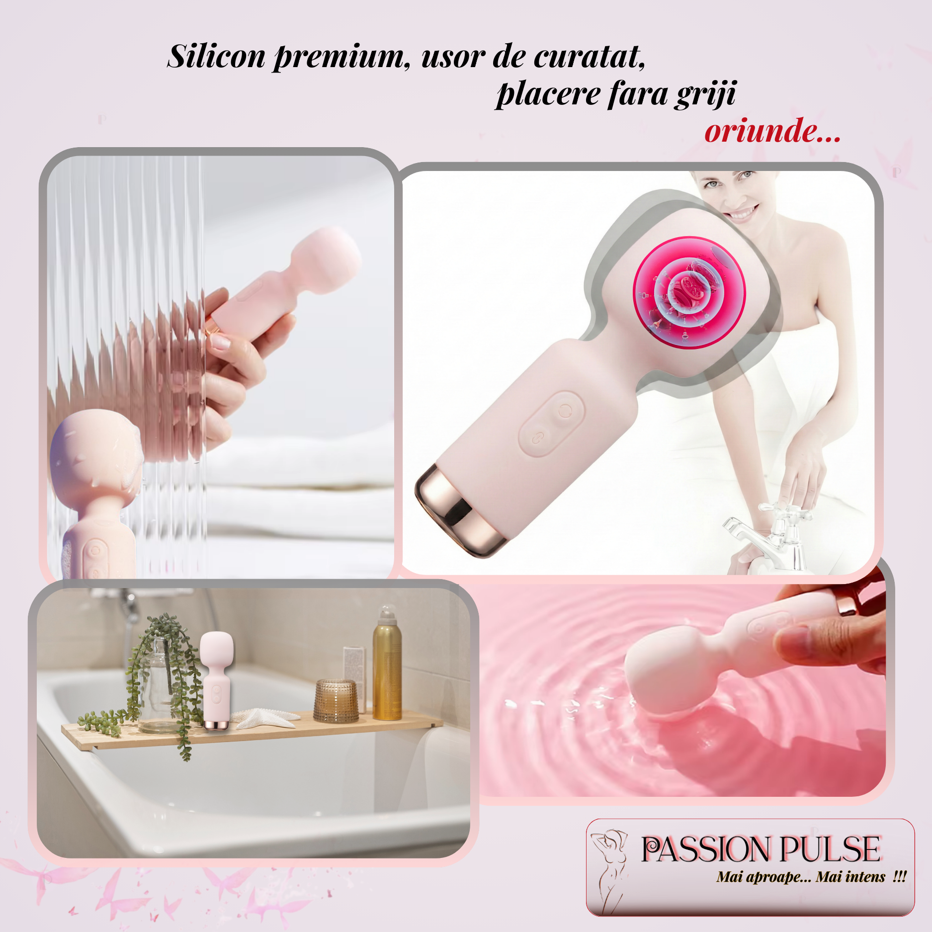 Silicon premium pentru mini vibrator PassionPulse - ușor de curățat, rezistent la apă