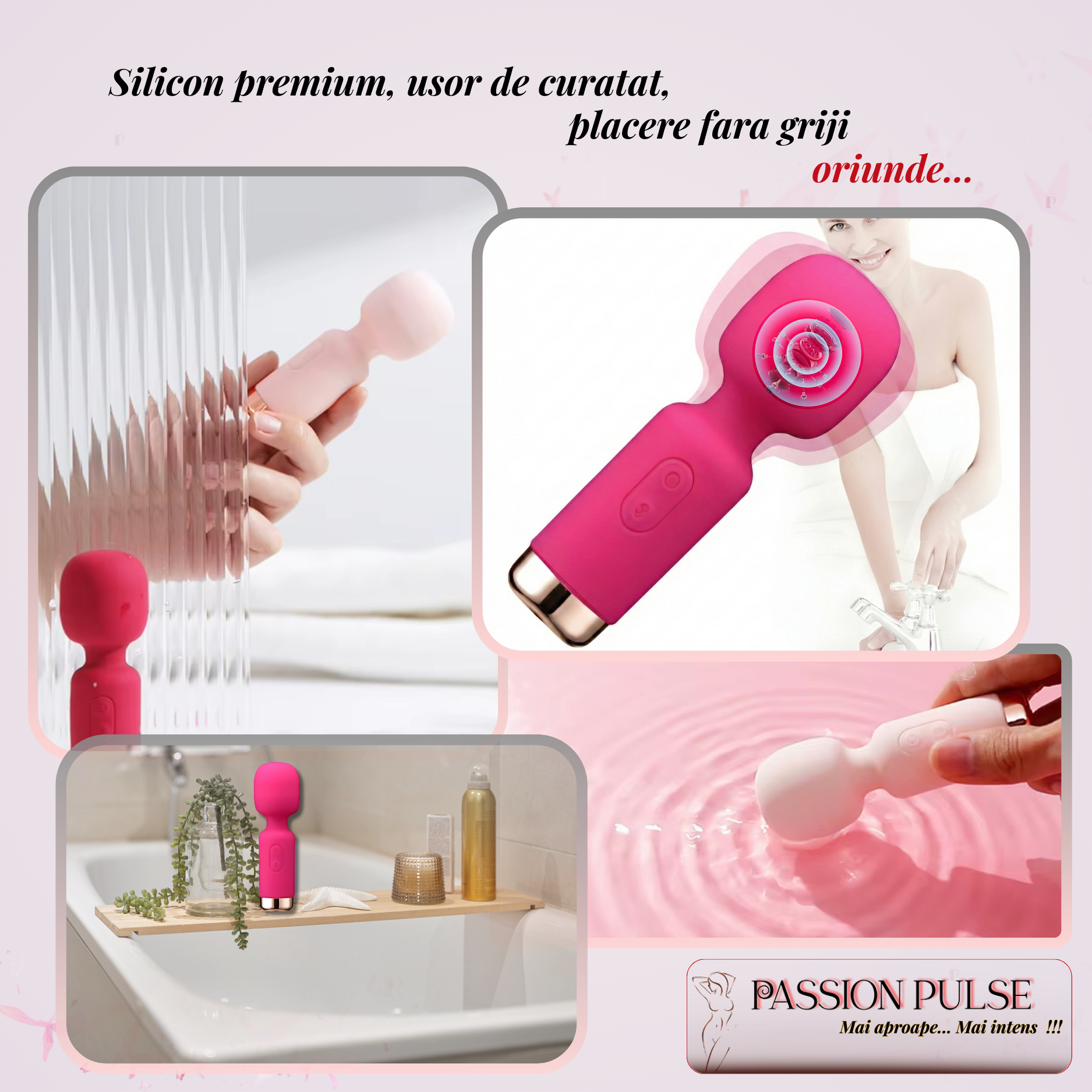 Silicon premium pentru mini vibrator PassionPulse - ușor de curățat, rezistent la apă