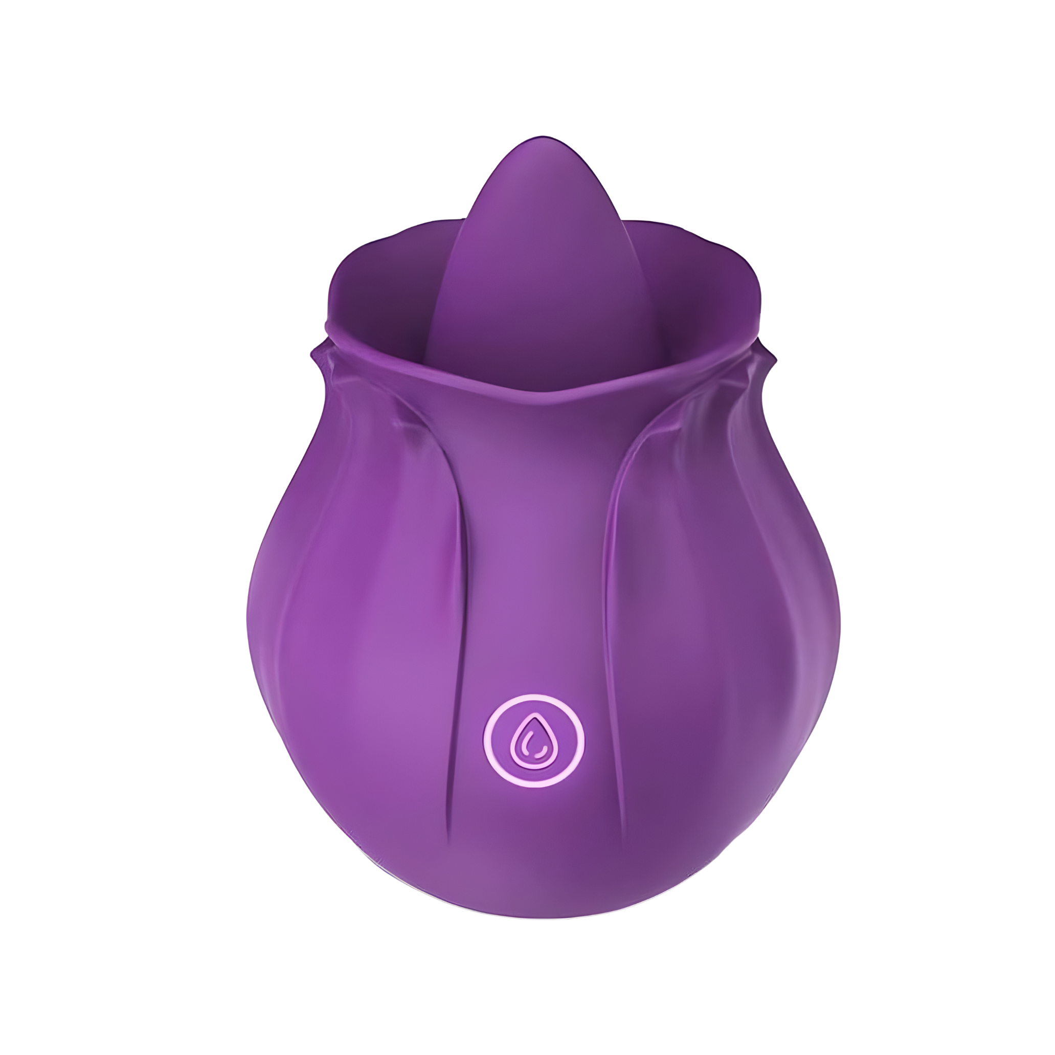 Vibrator pentru stimulare clitoridiană PassionPulse, design tip lalea, vedere frontală pe fundal alb.